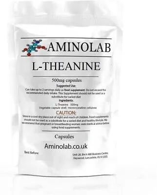 L-THEANINE 500mg Capsules Stress Relief Cognitive Functions AMINOLAB • £5.99