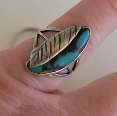 Vintage Native Southwest Sterling Silver Turquoise Ring Size 5.5 • $9.99