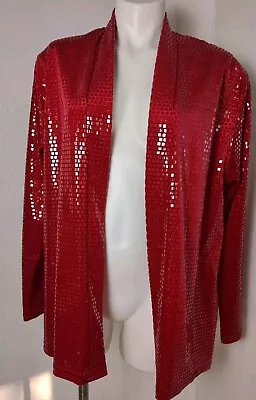 Vintage Fashque Women's XL Red Glamour Flashy Drag Jacket Blazer Over Coat EVC • $35.99