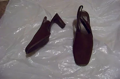 Womens Mootsies Tootsies Fran Brown Square Toe Slingback Heels Shoes Size 8 1/2 • $19.99