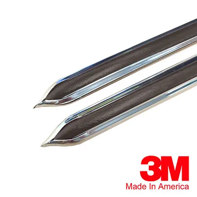 $59.99 • Buy Vintage Style 5/8  Brown & Chrome Side Body Trim Molding - Formed Pointed Ends