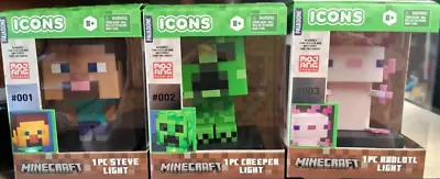 Minecraft Collectible Steve #001 Creeper #002 Axolotl #003 Light ( 1 Lamp) • $12.06