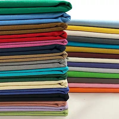 Cotton Fabric Plain Dress Clothing Lining Material Craft Bags 60  Wide 30 Colour • £0.99