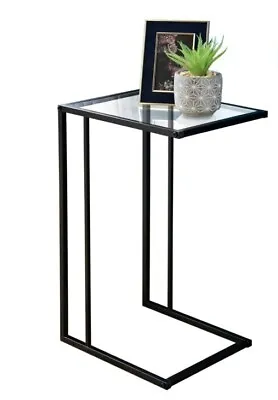 £27.80 • Buy New Sofa Side Table Black With Clear Glass Top Coffee End Table For Living Room