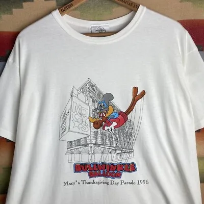VTG 1996 Macy's Thanksgiving Parade Rocky Bullwinkle NYC White T-shirt XL • $44.95