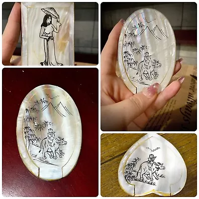 Mini Handcrafted Mother Of Pearl Retro Mirror Makeup Mirror For Women Girls • $24.99