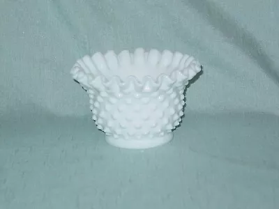 Vintage White Milk Glass Hobnail Ruffled Edge Small Candy Nut Bowl • $12.99