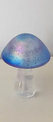 £19 • Buy Heron Glass Blue Mushroom 7 Cm High - Gift Box - Hand Crafted In Cumbria, UK