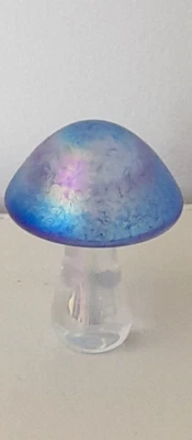 £19 • Buy Heron Glass Blue Mushroom 7 Cm High - Gift Box - Hand Crafted In Cumbria, UK
