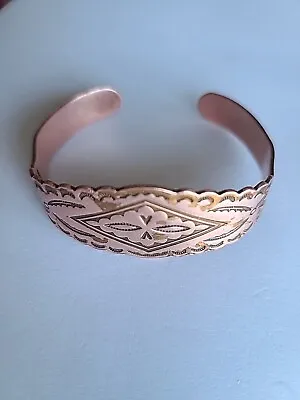 Vintage Solid Coper Navajo American Indian Stamped Cuff Braclet • $20