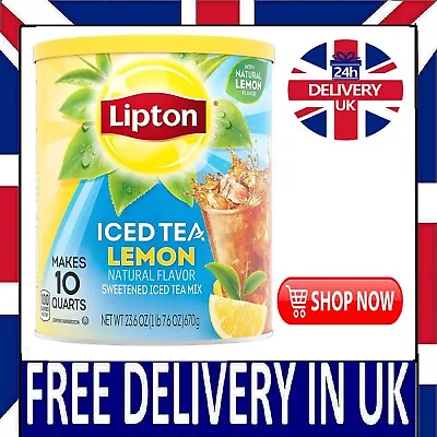 Lipton Iced Tea Natural Lemon Sweetened Iced Tea Powder Lemon Flavoured 10Qu • £10.99