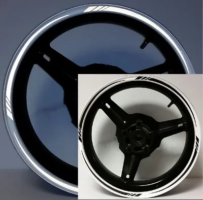 Black Motorcycle 3m Reflective Rim Stripes Wheel Decals Tape Sticker Tapered Gp • $20.97