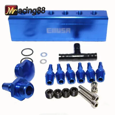$24.99 • Buy 1/8 NPT 6 Port Vacuum Manifold Kit For Turbo Wastegate Vacuum Intake Blue New
