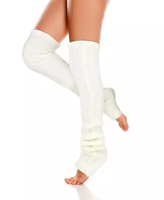 Leg Warmers For Girls Women 80s Kawaii White Leg Warmers Wool Thigh High Sock... • $18.49