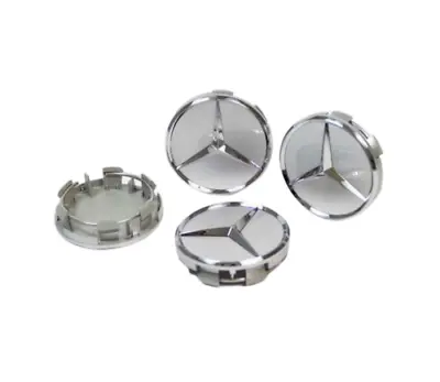 Set Of 4 Mercedes-Benz Silver/Chrome Wheel Center Caps - 75MM AMG WREATH • $15.99