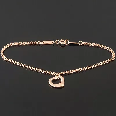 Tiffany & Co. Elsa Peretti Solid 18K Rose Gold Open Heart 7  Chain Bracelet • $850