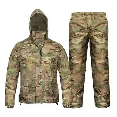 Camo Folding Raincoat Set Portable Travel Raincoat Military Raincoat Fishing • $66.87