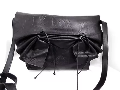 Carlos Falchi Vintage Black Tooled Leather Flap XL Crossbody Bag • $249.99