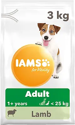 IAMS Complete Dry Dog Food For Adult 1+ Small And Medium Breeds With Lamb 3 Kg • £14.17