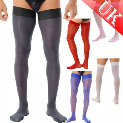 UK Mens Socks Shiny Silky Pantyhose Glossy Over Knee Stocking Tights Underpant • £7.99