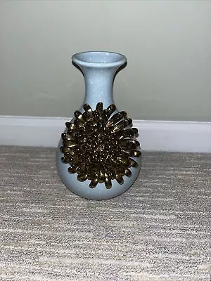 Anthropologie Vase 3D Gold Chrysanthemum Flower Ceramic Bloom Vase Retired • $24