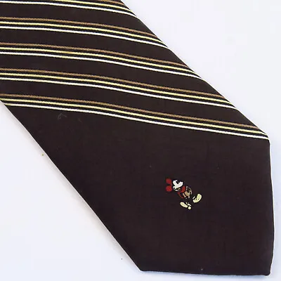 Vintage Cervantes Walt Disney Neck Tie Brown Striped Mickey Mouse All Silk 58x3 • $26.51