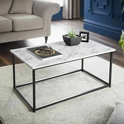 Modern Coffee Table Marble Effect Living Room Side Table Set Sofa Side End Table • £40.99