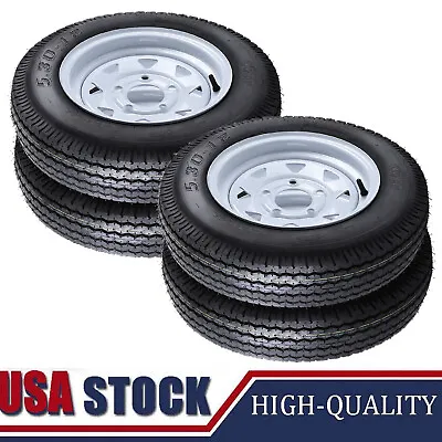 4Set 5.30-12 530-12 5.30X12 Trailer Tires And 12  Rims 5 Lug 6PR Load Range C • $209.99