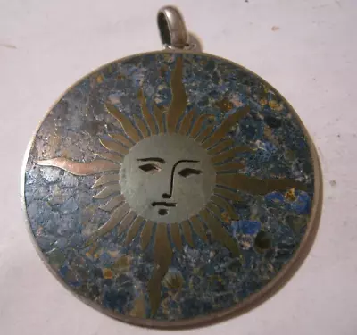 Taxco 925 Eagle 3  ROY  Mixed Metals SUN 2 + Pendant W/ Crushed Lapis Lazuli • $39.99