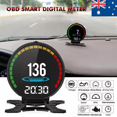 OBD2 HUD Head Up Display Speedometer Alarm Oil Water Temp Gauge Monitor Car SUV • $48.06