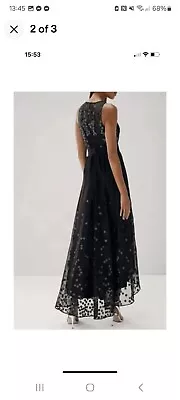 Brand New Coast Alodie Spot Black Silver Evening Dress Size 16 • £50