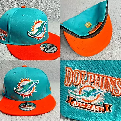 Miami Dolphins Hat Cap Snapback Green Orange New Era AFC East Patch NFL Football • $23.99
