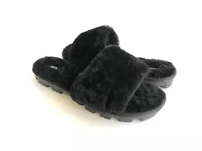 Ugg Cozette Black Shearling Mocassin Slippers Us 7 / Eu 38 / Uk 5 • $85