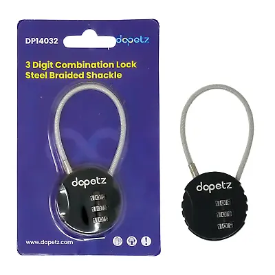 Combination Lock 3-Digit Shackle Wire Security Travel Luggage Suitcase Locker • £6.19