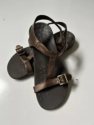 £28.83 • Buy Vionic By Orthaheel Adriane T-Strap Sandals - Bronze Size 9