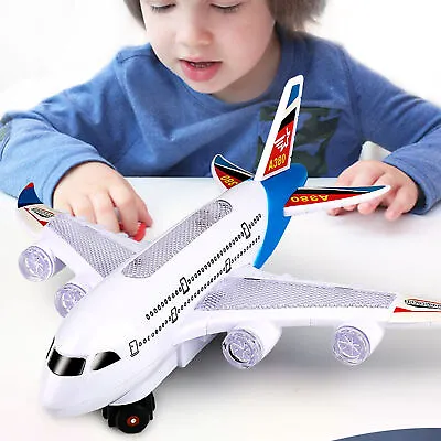 KIDS ELECTRIC LIGHT & MUSIC AIR PLANE AIRBUS BUMP AND GO TOY White Gift • $14.89