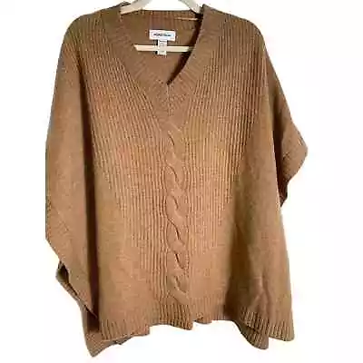 Nordstrom Camel Tan Wool Cashmere Sweater Poncho OS • $12.90
