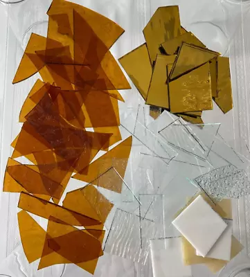 3 Lbs. STAINED GLASS SCRAPS Amber/Clear/Gold Mirror-back For Mosaics Glass Art • $10