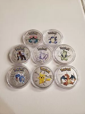 Pokemon Silver Metal CCG Coins Heavy 1.5 In Vtg 90s Charizard Blastoise  Set 8 • $50