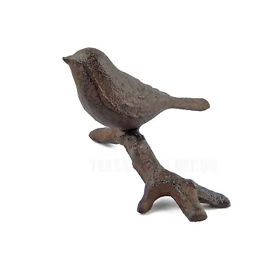 Perched Bird On Branch Figurine Rustic Cast Iron Table Top Shelf Decor Brown • $19.95