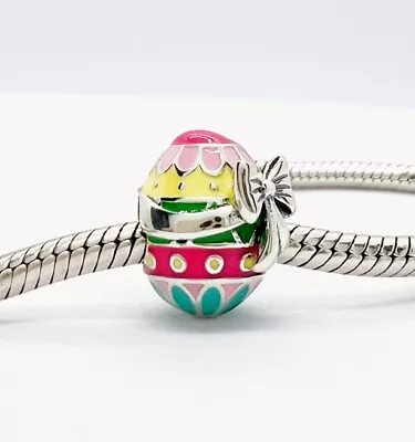 💖 Easter Egg Charm Bead With Bow Genuine 925 Sterling Silver 💖 • £18.95