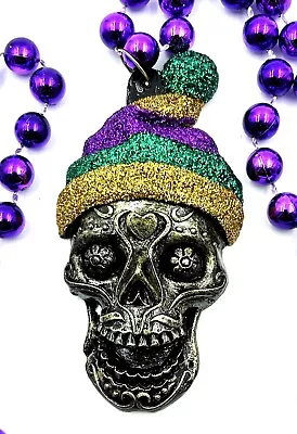 Rasta Skull Mardi Gras Bead Necklace Day Of The Dead Carnival Parade Party Favor • $5.95