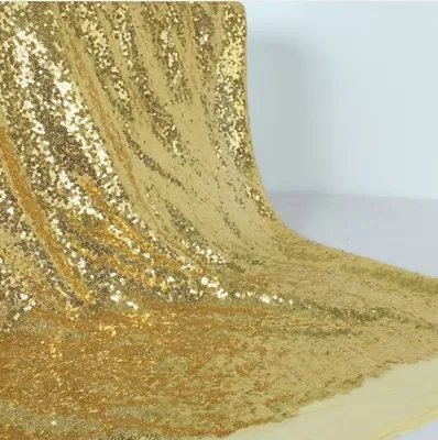 £0.99 • Buy Gold Sequin Fabric Sparkly Shiny Bling Material Cloth 130cm Wide 1 1/2 Metre