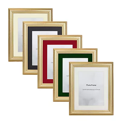 £6.75 • Buy Gold Picture Photo Frame With Mount Various Colours 10x8 A3 A4 40x30 Square