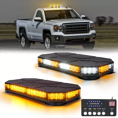 14 Inch White Amber Mini Emergency Rooftop Strobe Light Bar With Magnetic Base • $60.98