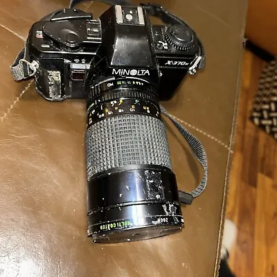Black MINOLTA X-370n SLR 35mm Film SLR Camera Body UNTESTED W/zoom Lens Attach • $47.30