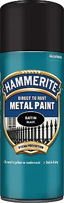 Hammerite Satin Direct To Rust Metal Paint Quick Drying Black & White All Sizes • £12.09