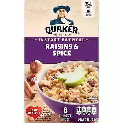 Quaker Instant Oatmeal Raisins And Spice 8 Count 1.51oz Packets • $9.99