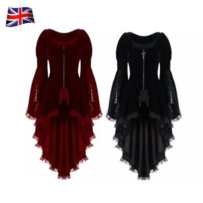 Plus Size Ladies Halloween Tailcoat Jacket Gothic Steampunk Victorian Costume UK • £19.90