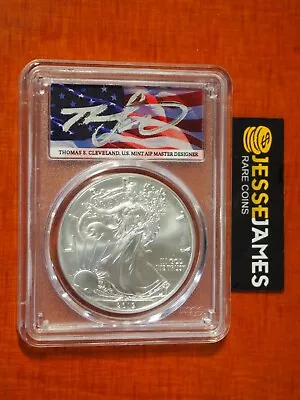 2019 W Burnished Silver Eagle Pcgs Sp70 Flag Cleveland Signed First Day Of Issue • $199